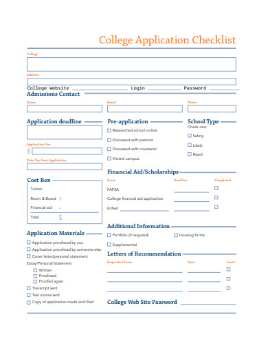 15+ College Application Checklist Templates in PDF