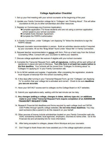 college application checklist in pdf