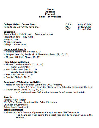 college application resume template