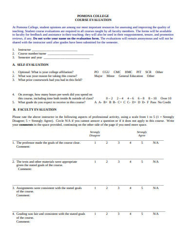 college course evaluation example