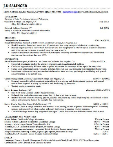 college-freshman-resume-example
