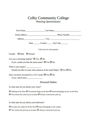college-housing-questionnaire-template