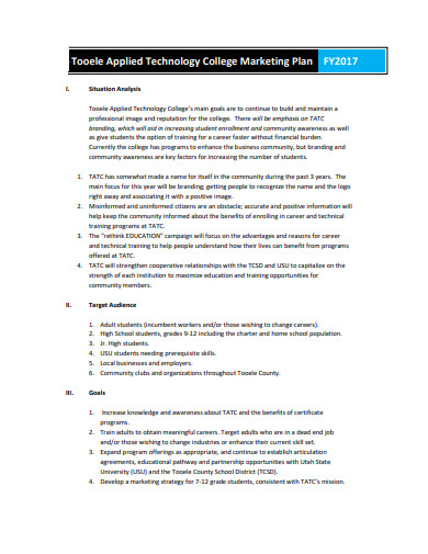 11+ College Marketing Plan Templates in PDF | Word | Google Docs