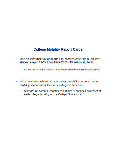 college mobility report card template