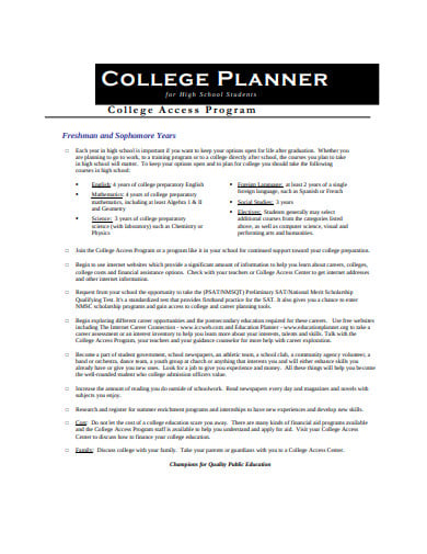 college planner sample