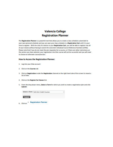 college registration planner template