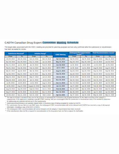 committee meeting schedule template