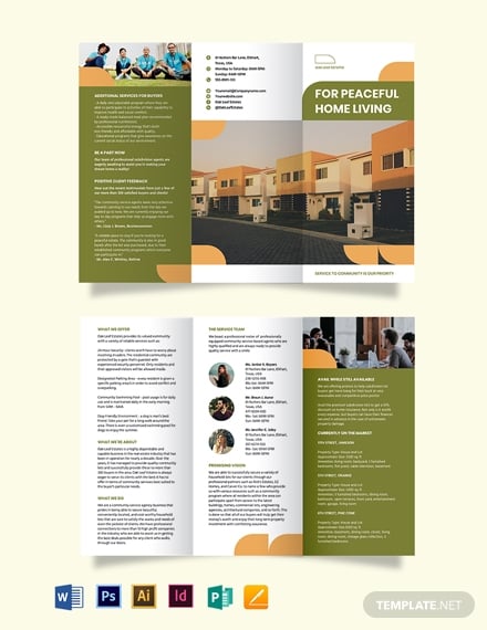 community agent agency tri fold brochure template