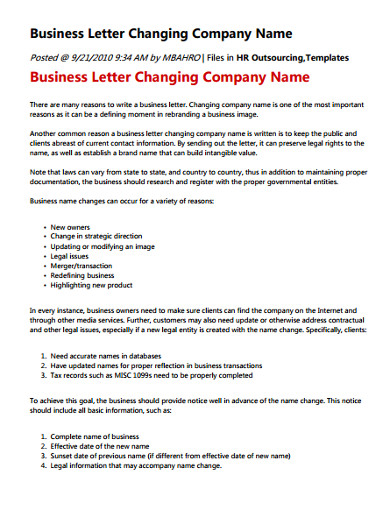 10 Company Name Change Letter Templates In Google Docs Word Pages Pdf Free Premium Templates