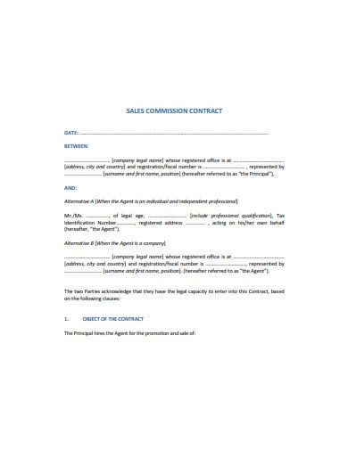company sales commission contract agreement