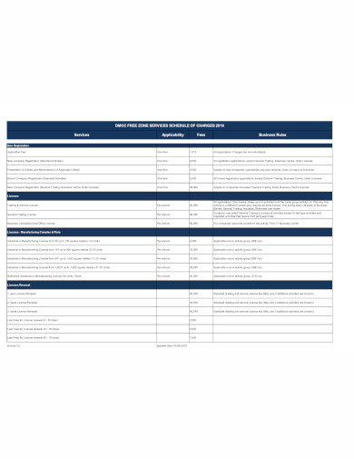 company service schedule in pdf