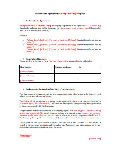 company shareholders contract agreement