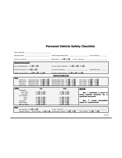 FREE 6+ Company Vehicle Checklist Templates in PDF | Free & Premium ...