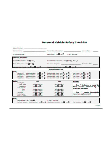 FREE 6+ Company Vehicle Checklist Templates in PDF