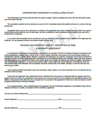 confirmation agreement policy template