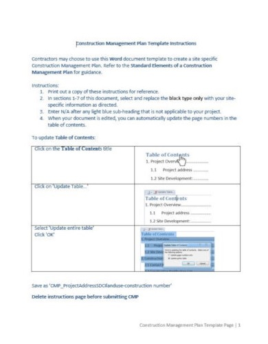 construction management action plan template