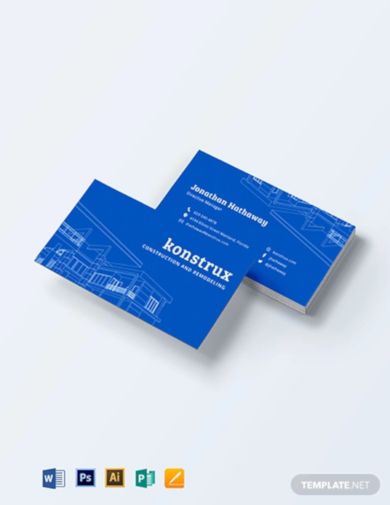 construction managers business card template