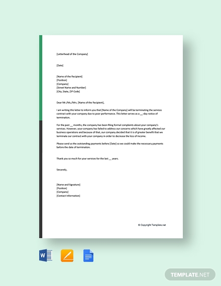 Sample Contract Termination Letter Templates - Google Docs, Ms Word 