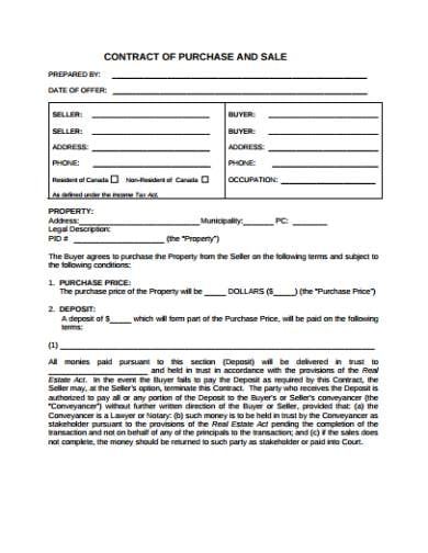 contract of purchase and sale template