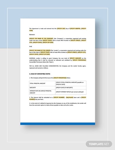 Convertible Note Template