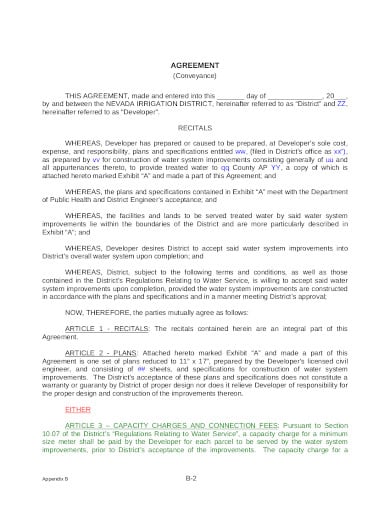 conveyance agreement standard form