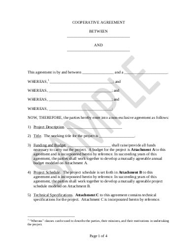 cooperative agreement templates in pdf