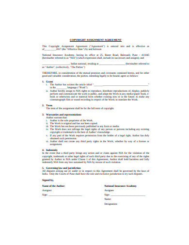 copyright assignment agreement template