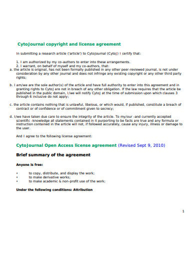 copyright license agreement template