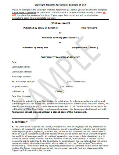 copyright transfer agreement template