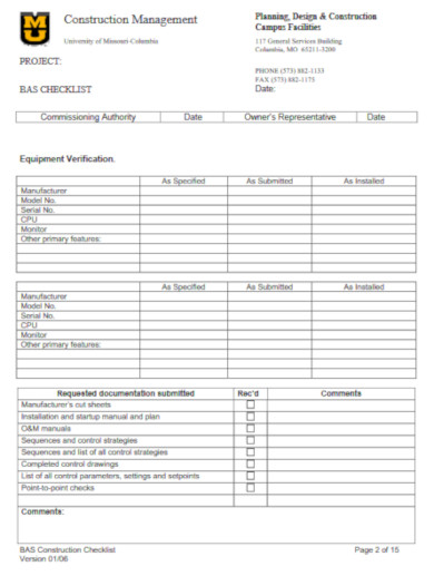 corporate construction management checklist