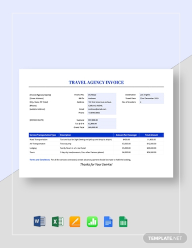 corporate travel invoice template