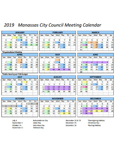 council meeting calendar template