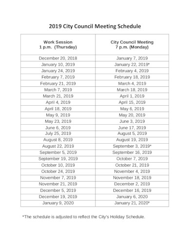 21+ Meeting Schedule Templates in Google Docs | Google Sheets | Word | XLS | Pages | Numbers | PDF