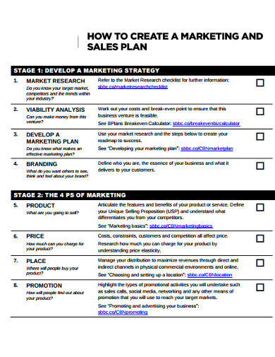 creating marketing and sales plan template