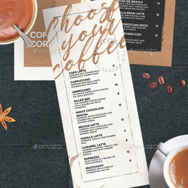 creative typographic coffee menu layout