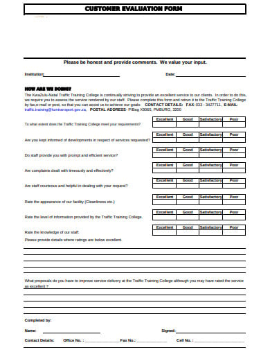 customer evaluation form in pdf