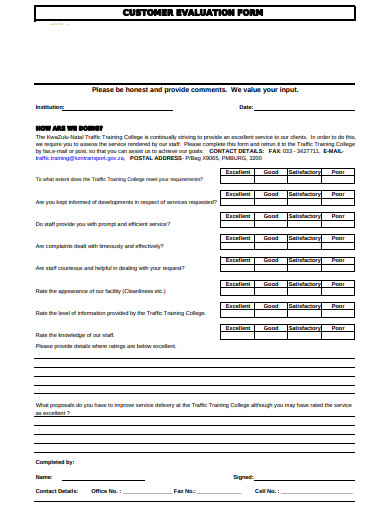 7+ Customer Evaluation Form Templates - PDF