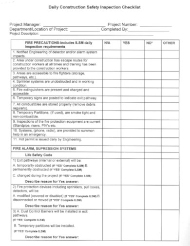 daily construction checklist layout