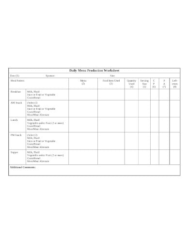 daily-menu-production-worksheet-template