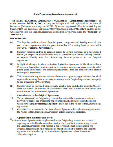 data processing amendment agreement template