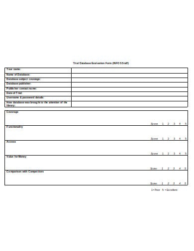 database evaluation form template