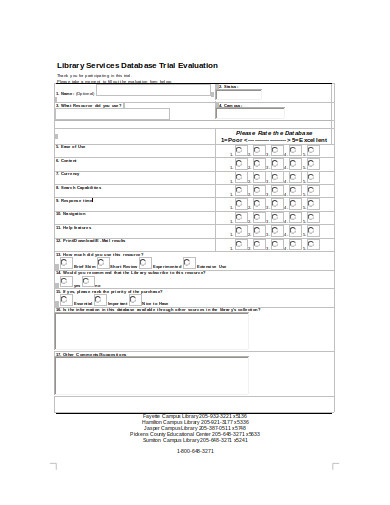 database evaluation in doc