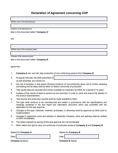 declaration agreement in pdf