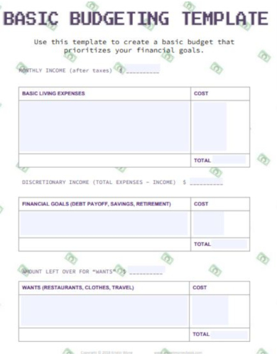 downloadable basic budget template