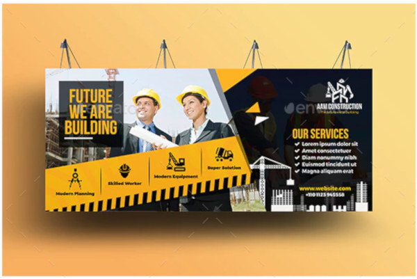 editable construction business billboard template