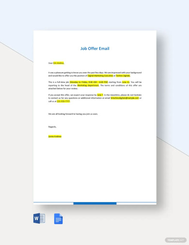 editable job offer email template
