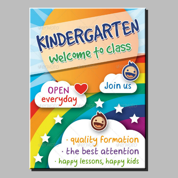 editable layered kindergarten flyer example