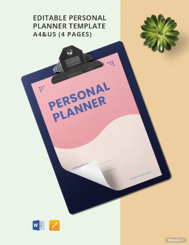 editable personal planner template