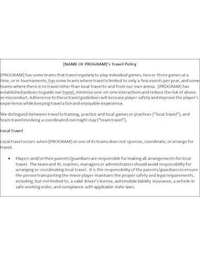 editable travel policy template