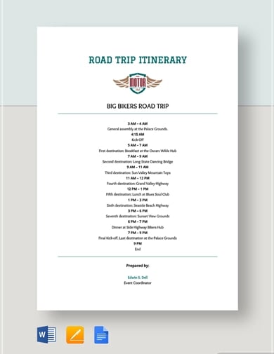 effective travel itinerary template